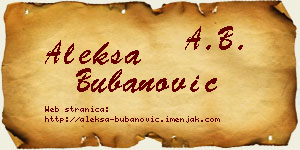 Aleksa Bubanović vizit kartica